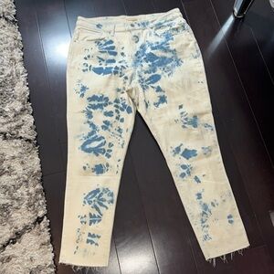 Levi's Womens 721 High Rise Skinny Jeans Ankle Bleached Out Tye Die Blue White